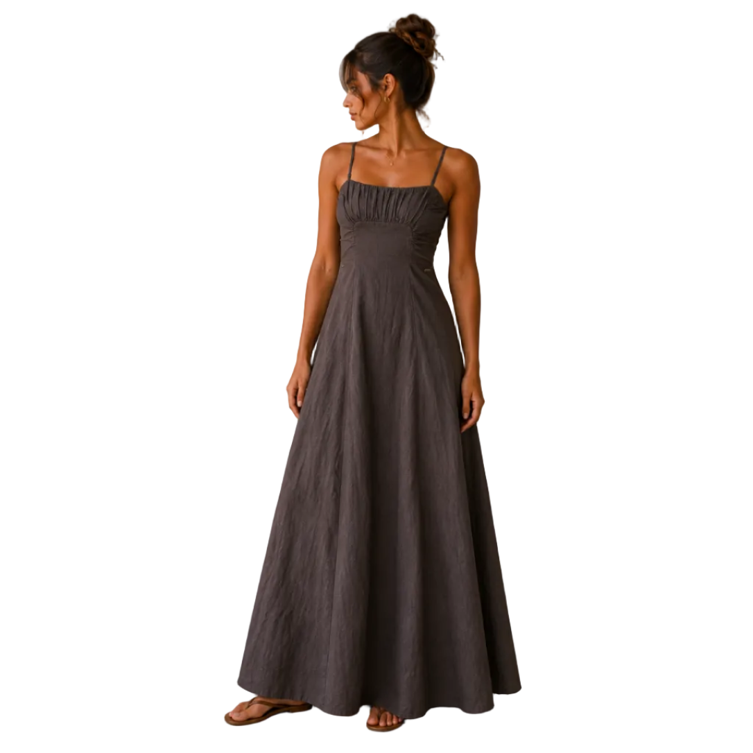 Ringers Western Womens Montanna Linen Midi Dress (225262RW)  Chocolate
