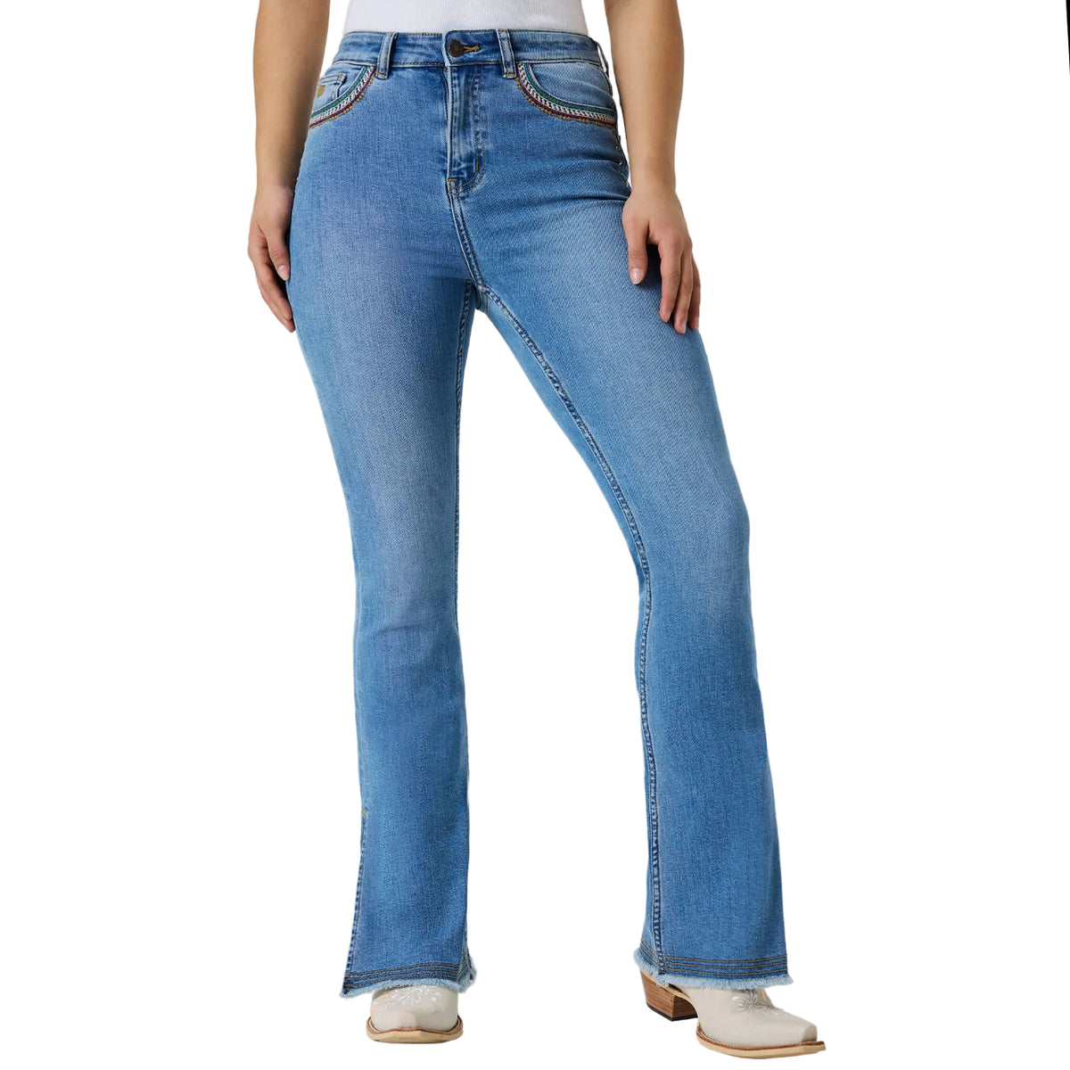 Ringers Western Womens Penny Rodeo Festival High Rise Bootleg Jeans (225164RW)  Mid Blue