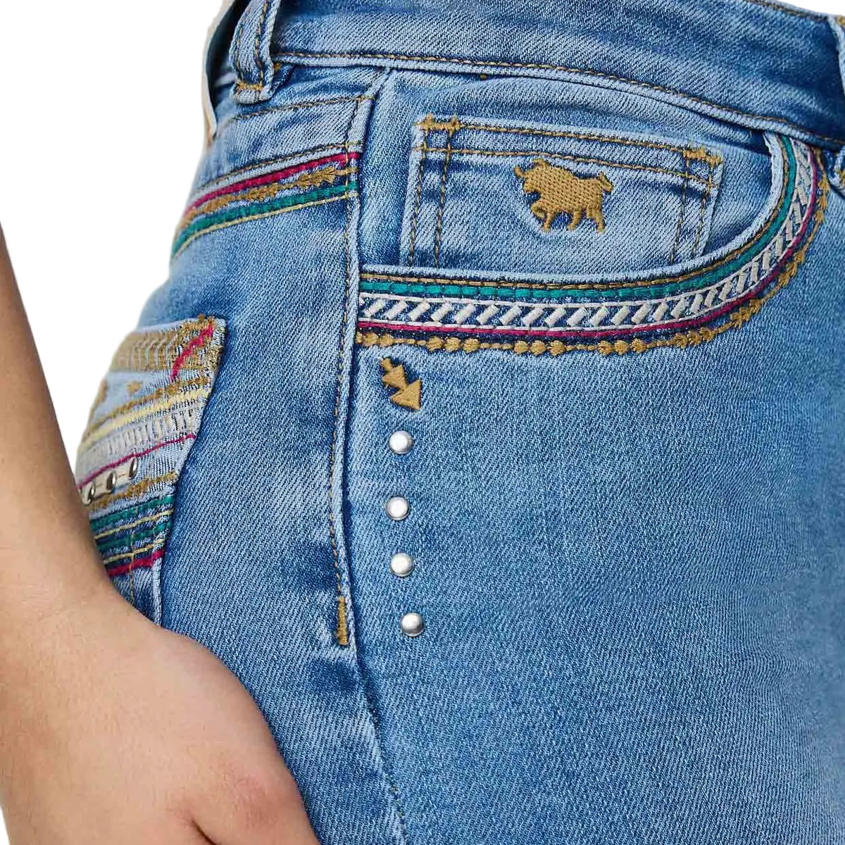 Ringers Western Womens Penny Rodeo Festival High Rise Bootleg Jeans (225164RW)  Mid Blue
