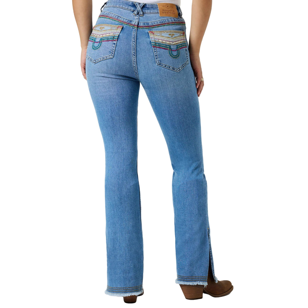 Ringers Western Womens Penny Rodeo Festival High Rise Bootleg Jeans (225164RW)  Mid Blue