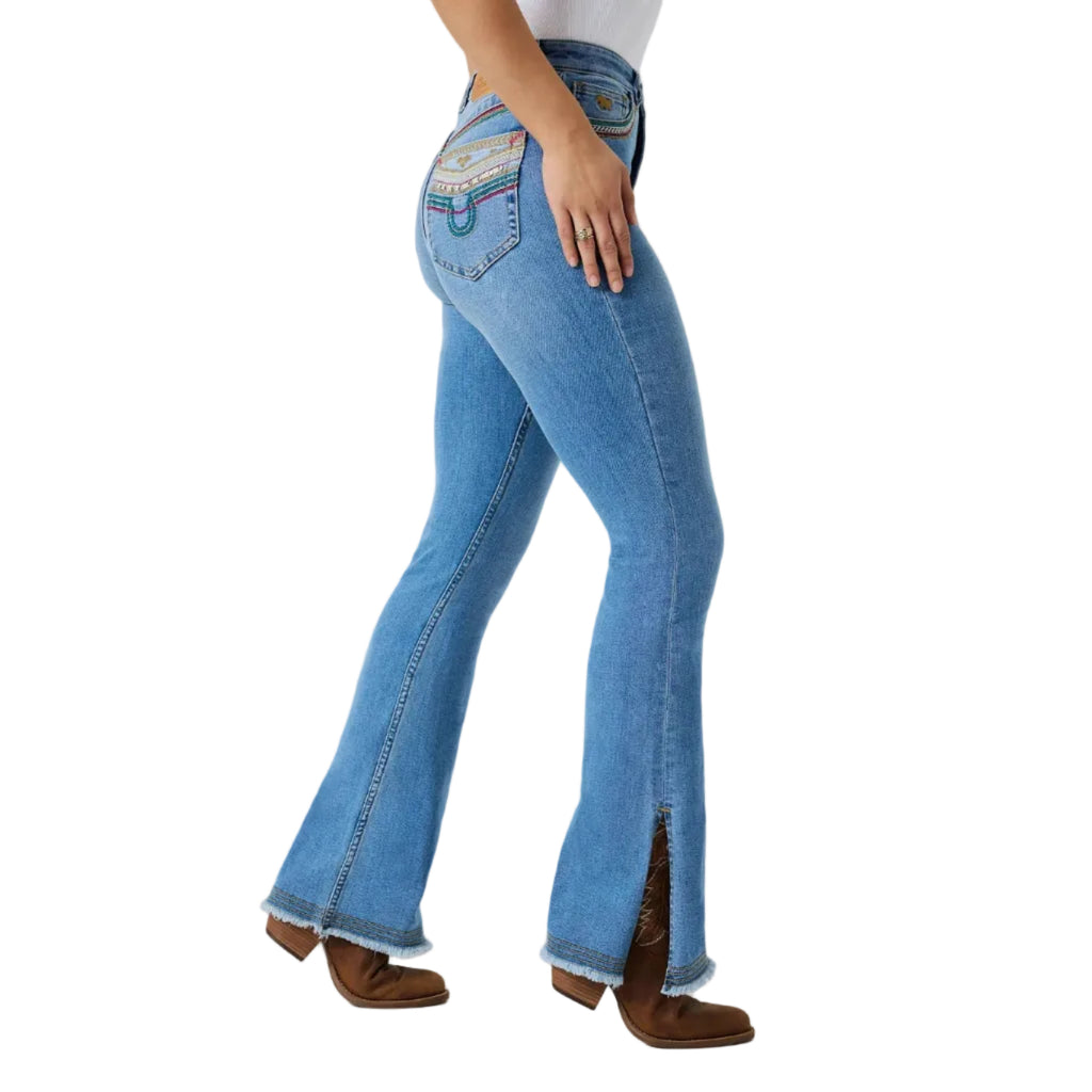 Ringers Western Womens Penny Rodeo Festival High Rise Bootleg Jeans (225164RW)  Mid Blue