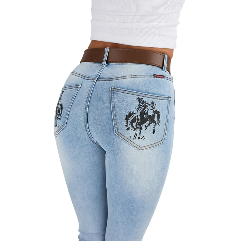 Ringers Western Womens Penny Rodeo High Rise Bootleg Jeans (222104RW) Vintage Light Blue