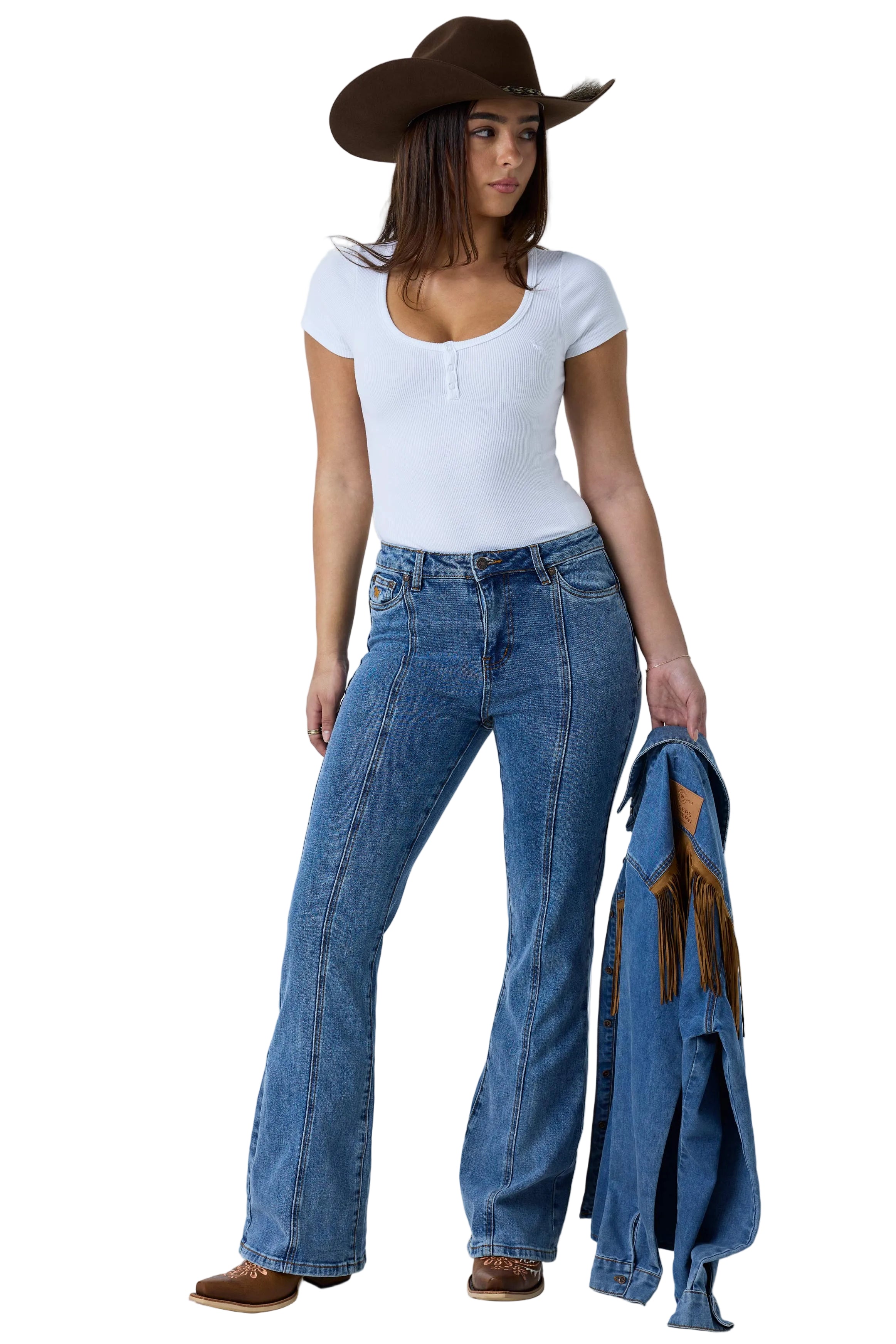 Ringers Western Womens Penny Starstruck High Rise Bootleg Jeans (225133RW)  Mid Blue
