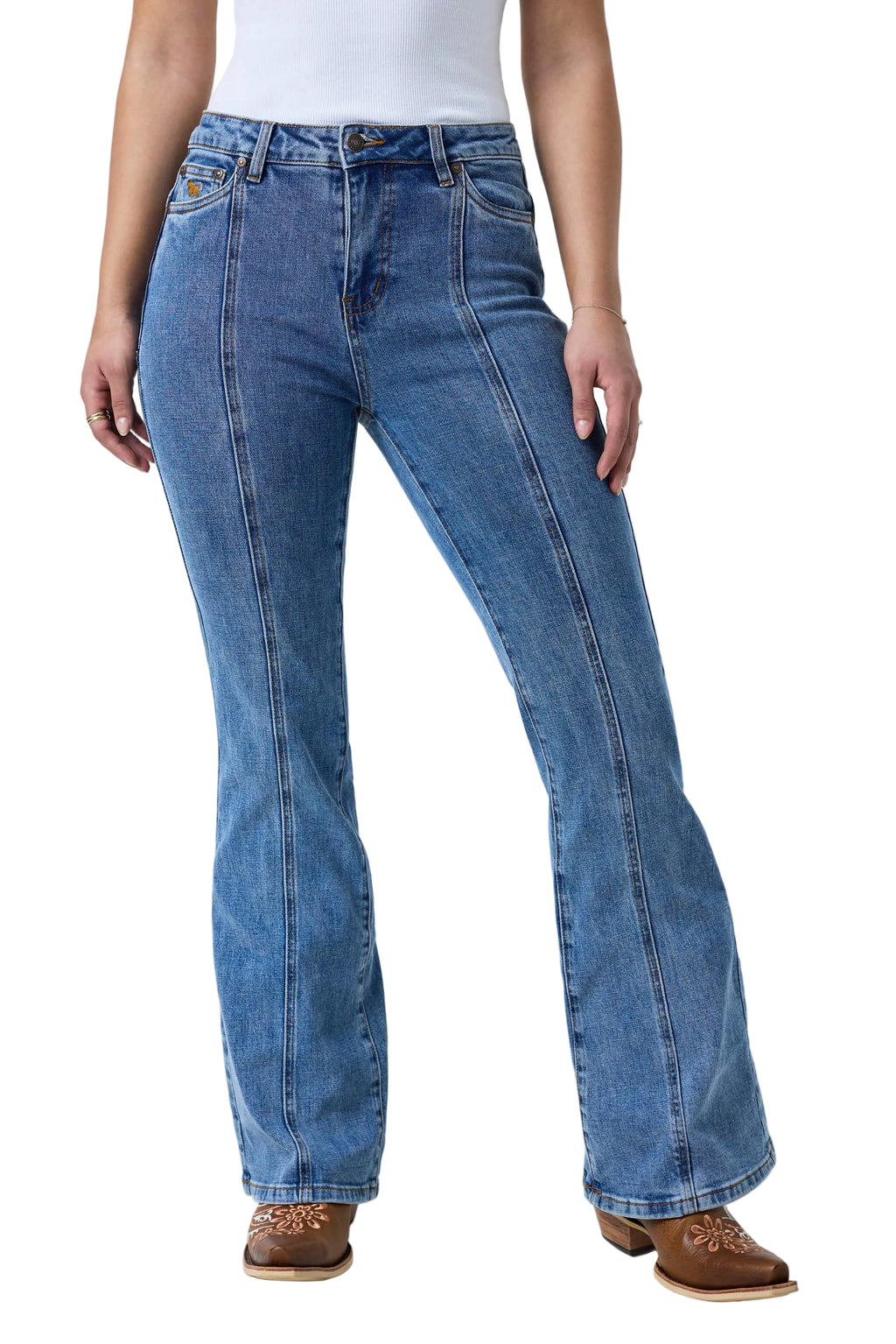 Ringers Western Womens Penny Starstruck High Rise Bootleg Jeans (225133RW)  Mid Blue