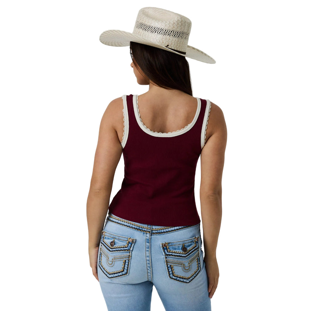 Ringers Western Womens Ridin' Dirty Rib Scoop Neck Tank (225248RW)  Plum