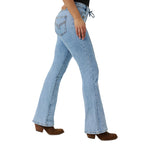 Ringers Western Womens Rodeo Rose Lace Front Mid Rise Bootleg Jeans (225160RW)  Light Blue