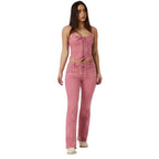 Ringers Western Womens Rodeo Rose Lace Front Mid Rise Bootleg Jeans (225160RW)  Washed Pink