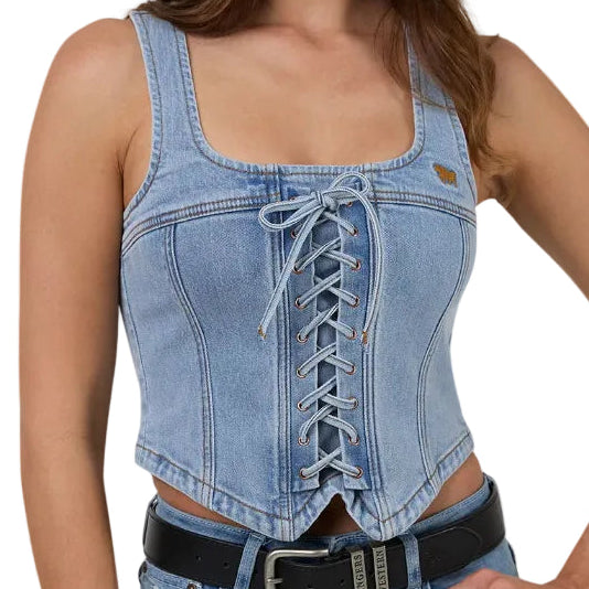 Ringers Western Womens Rodeo Rose Lace Front Vest (225181RW)  Light Blue
