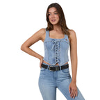 Ringers Western Womens Rodeo Rose Lace Front Vest (225181RW)  Light Blue
