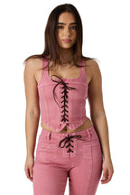 Ringers Western Womens Rodeo Rose Lace Front Vest (225181RW)  Washed Pink
