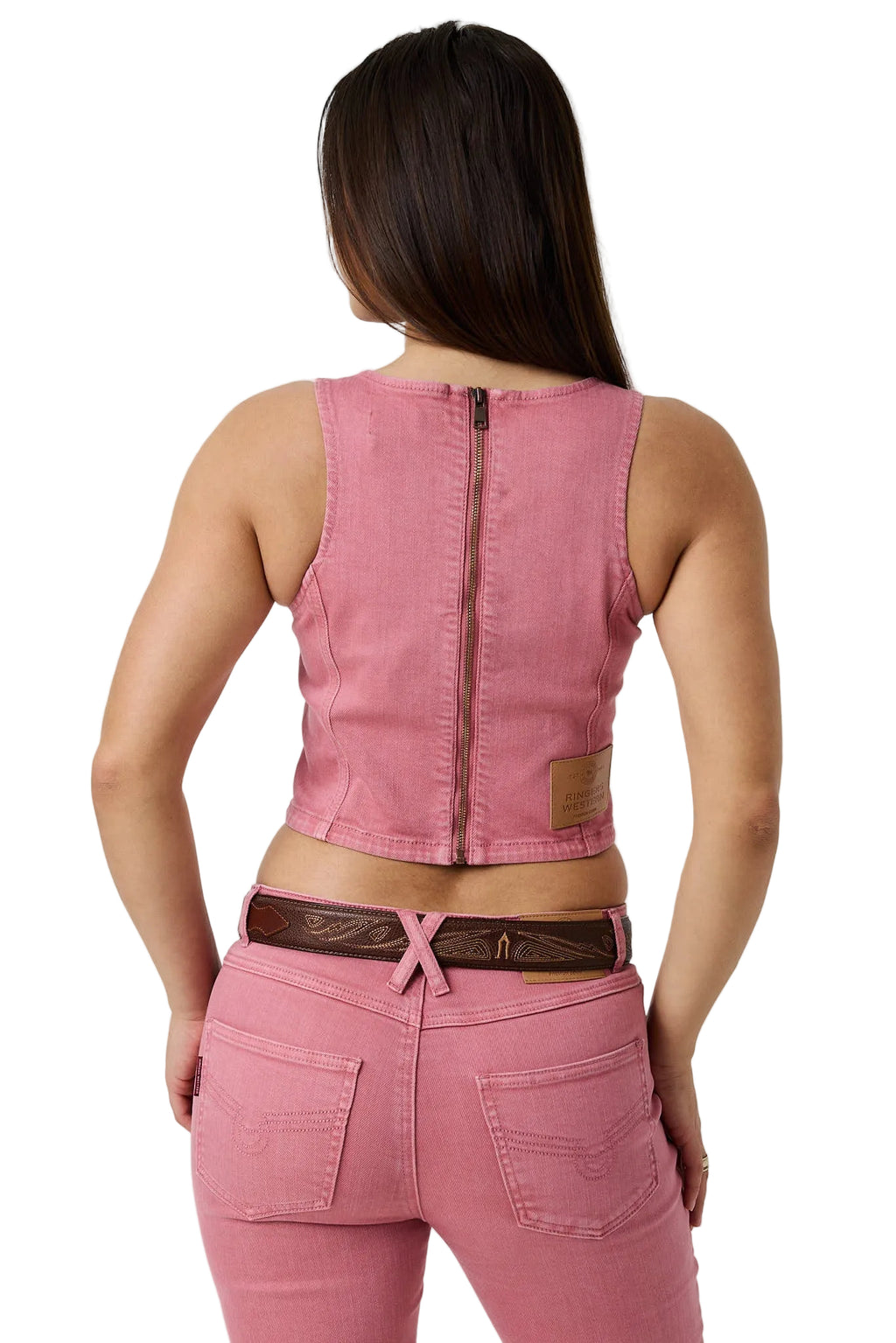 Ringers Western Womens Rodeo Rose Lace Front Vest (225181RW)  Washed Pink
