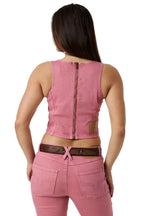 Ringers Western Womens Rodeo Rose Lace Front Vest (225181RW)  Washed Pink
