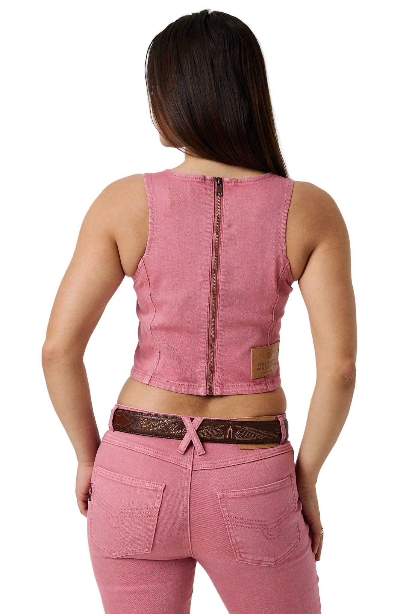 Ringers Western Womens Rodeo Rose Lace Front Vest (225181RW)  Washed Pink