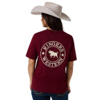 Ringers Western Womens Signature Bull S/S Loose Fit Tee (220018RW)  Plum/Beige