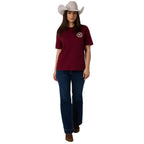 Ringers Western Womens Signature Bull S/S Loose Fit Tee (220018RW)  Plum/Beige