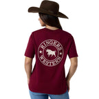 Ringers Western Womens Signature Bull S/S Loose Fit Tee (220018RW)  Plum/Beige
