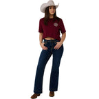 Ringers Western Womens Signature Bull S/S Loose Fit Tee (220018RW)  Plum/Beige