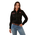 Ringers Western Womens Signature Jillaroo Full Button Work Shirt (218110002) Black/Melon Embroidery 6