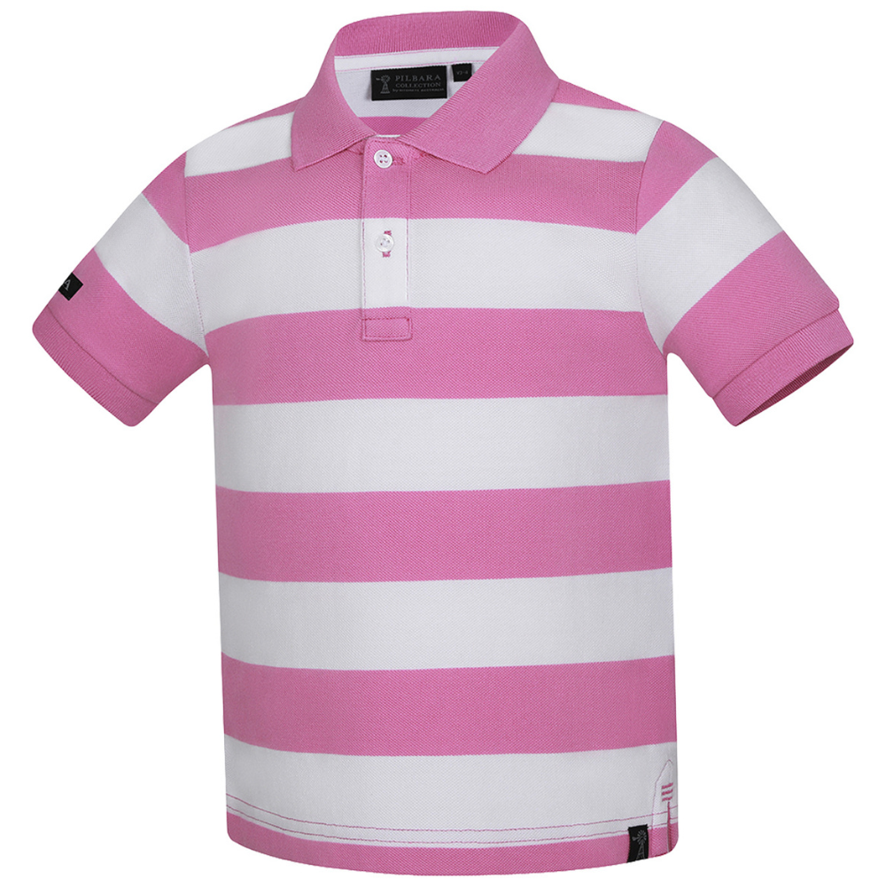 Ritemate Childrens Pilbara Classic Y/D Striped S/S Polo (RMPC146) Crocus/White