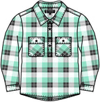 Ritemate Childrens Pilbara Closed Front L/S Flannelette Shirt (RM123KCF) Beach Glass/Grey/White