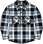 Ritemate Childrens Pilbara Closed Front L/S Flannelette Shirt (RM123KCF) Black/Grey/White