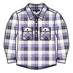Ritemate Childrens Pilbara Closed Front L/S Flannelette Shirt (RM123KCF) Purple Rose/Grey/White