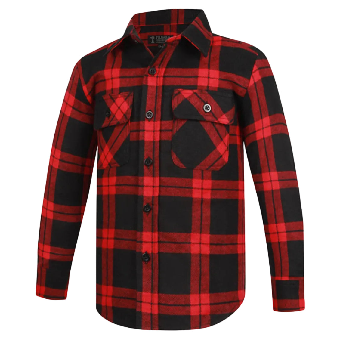 Ritemate Childrens Pilbara Closed Front L/S Flannelette Shirt (RM123SKC) Red/Black