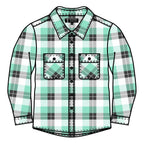 Ritemate Childrens Pilbara Open Front L/S Flannelette Shirt (RM123KOF) Beach Glass/Grey/White