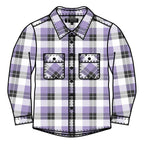Ritemate Childrens Pilbara Open Front L/S Flannelette Shirt (RM123KOF) Purple Rose/Grey/White