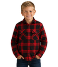 Ritemate Childrens Pilbara Open Front L/S Flannelette Shirt (RM123SKO) Red/Black