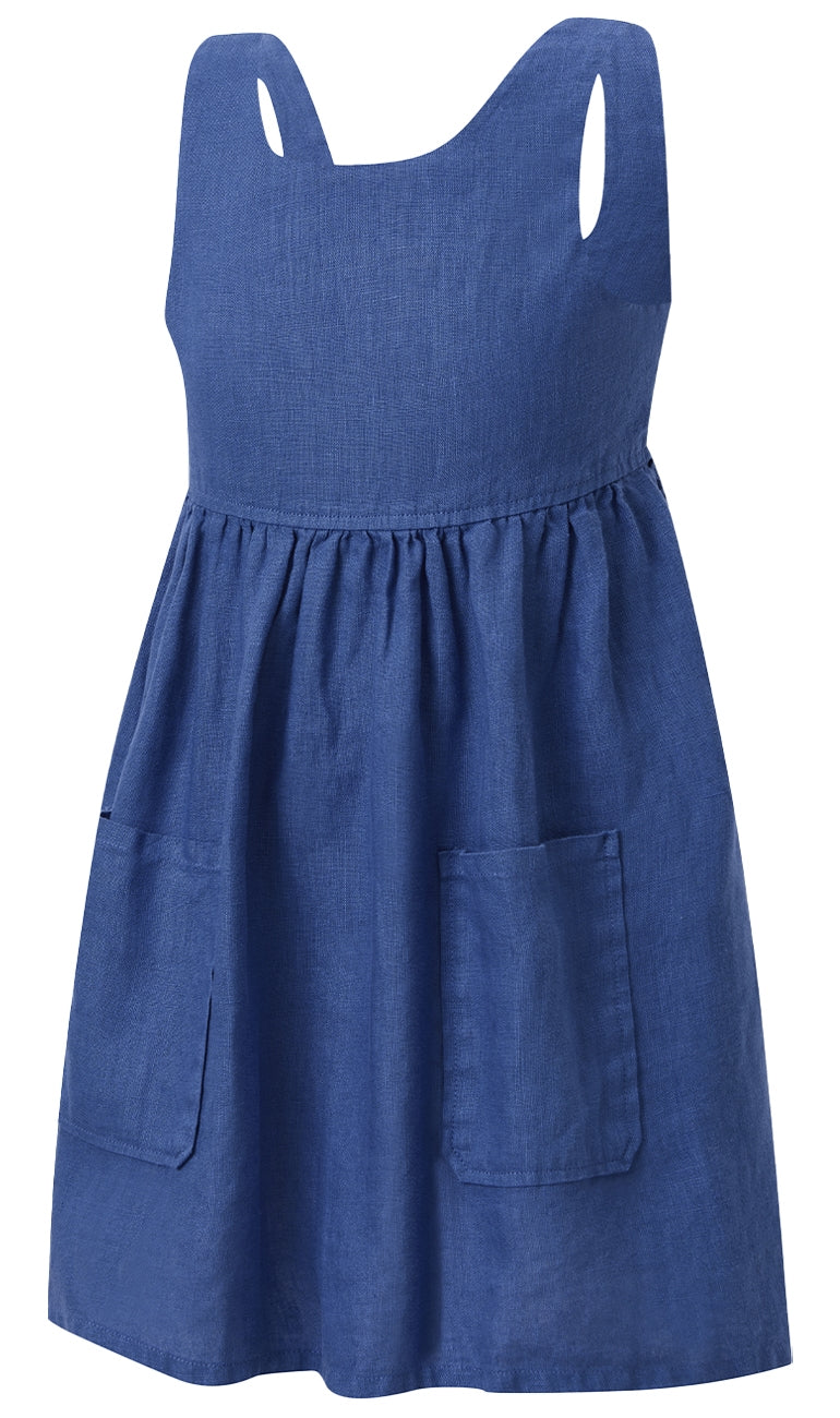 Ritemate Girls Pilbara Zoe Linen Sun Dress (RMPC159) Deep Blue