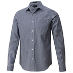 Ritemate Mens Pilbara L/S Gingham Shirt (RMPC173) Navy/White