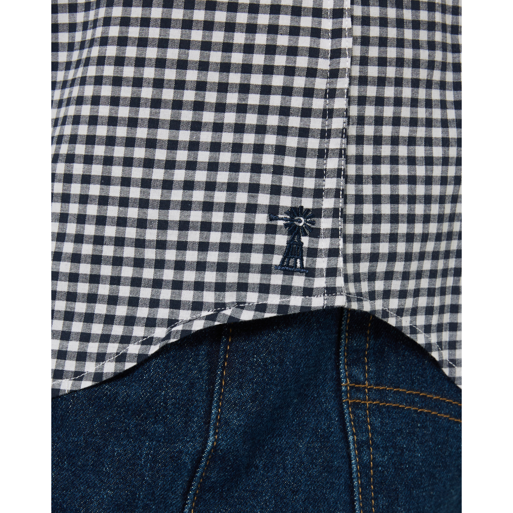 Ritemate Mens Pilbara L/S Gingham Shirt (RMPC173) Navy/White