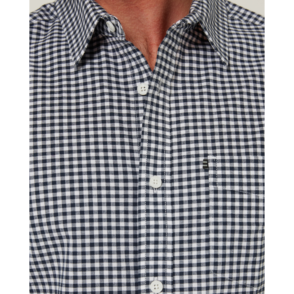 Ritemate Mens Pilbara L/S Gingham Shirt (RMPC173) Navy/White