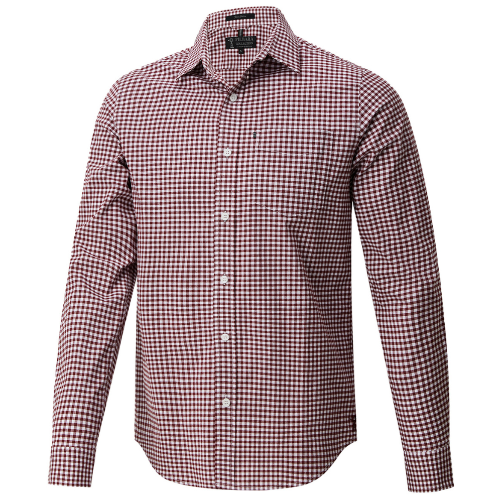 Ritemate Mens Pilbara L/S Gingham Shirt (RMPC173) Ochre/White