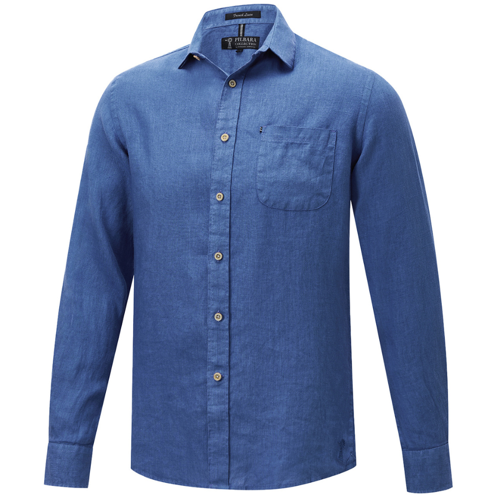 Ritemate Mens Pilbara L/S Linen Shirt (RMPC055) Deep Blue