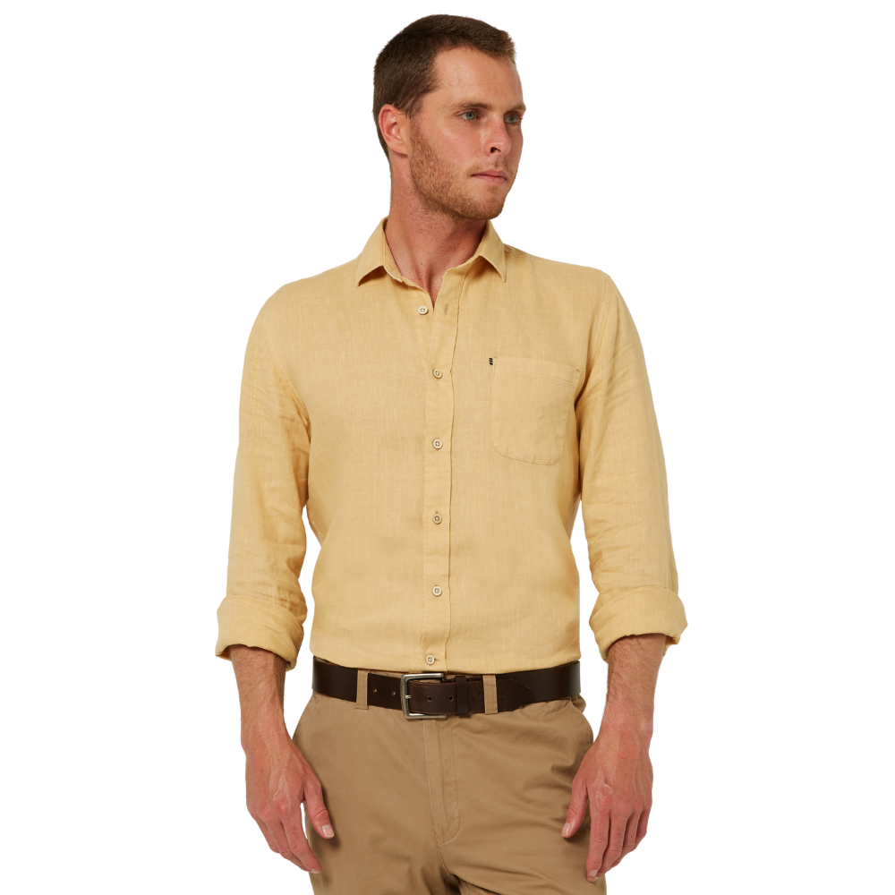 Ritemate Mens Pilbara L/S Linen Shirt (RMPC055) Desert