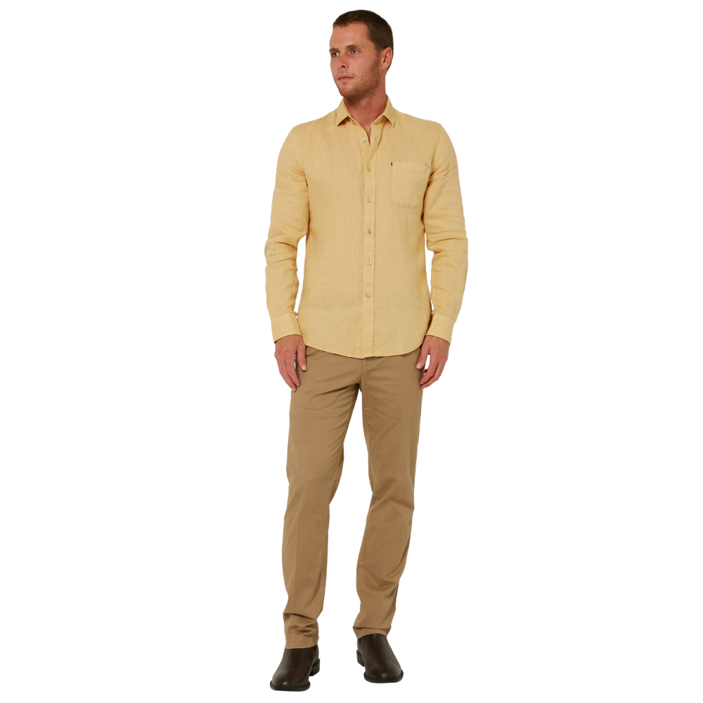 Ritemate Mens Pilbara L/S Linen Shirt (RMPC055) Desert
