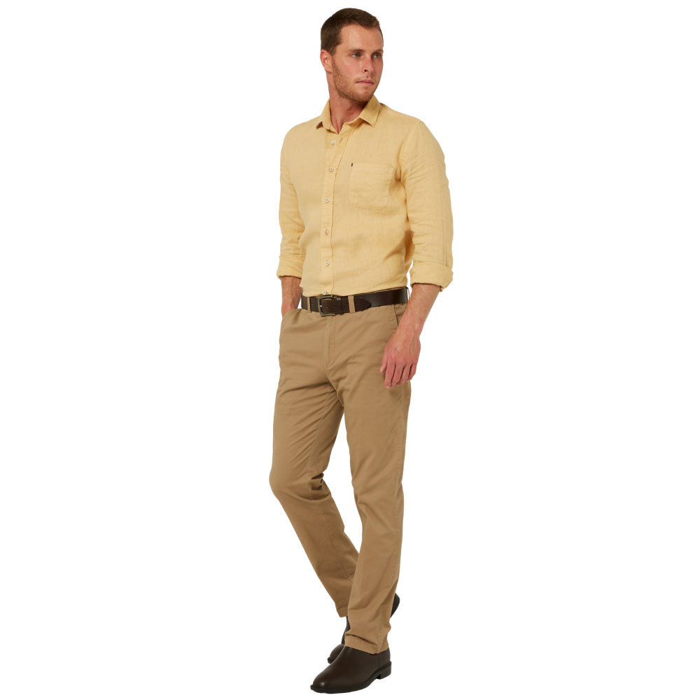Ritemate Mens Pilbara L/S Linen Shirt (RMPC055) Desert