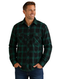 Ritemate Mens Pilbara Open Front L/S Flannelette Shirt (RM123SOF) Green/Black