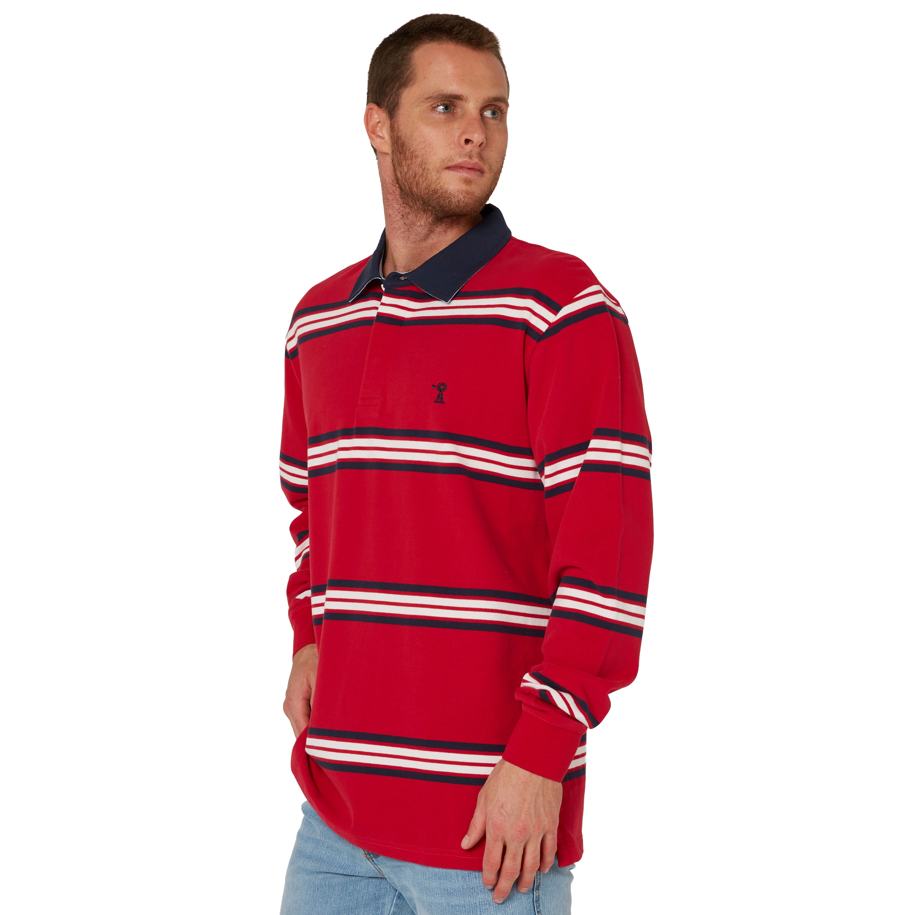 Ritemate Mens Pilbara Rugby (RMPC162) Crimson/Navy/White