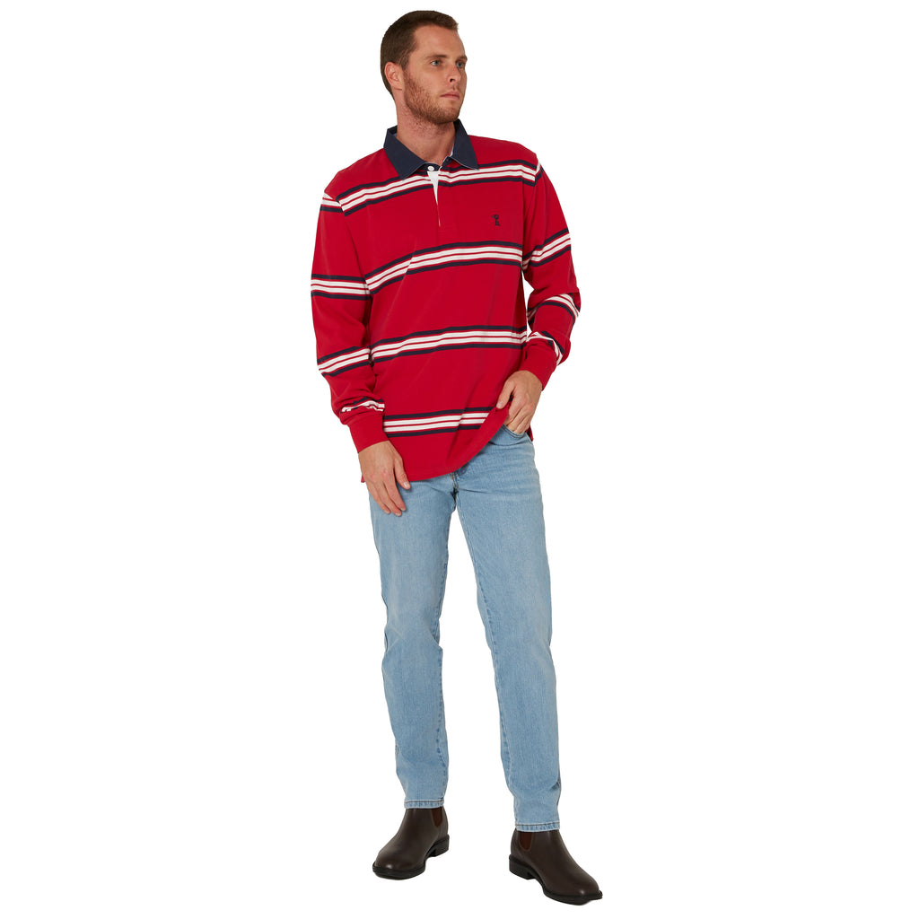 Ritemate Mens Pilbara Rugby (RMPC162) Crimson/Navy/White