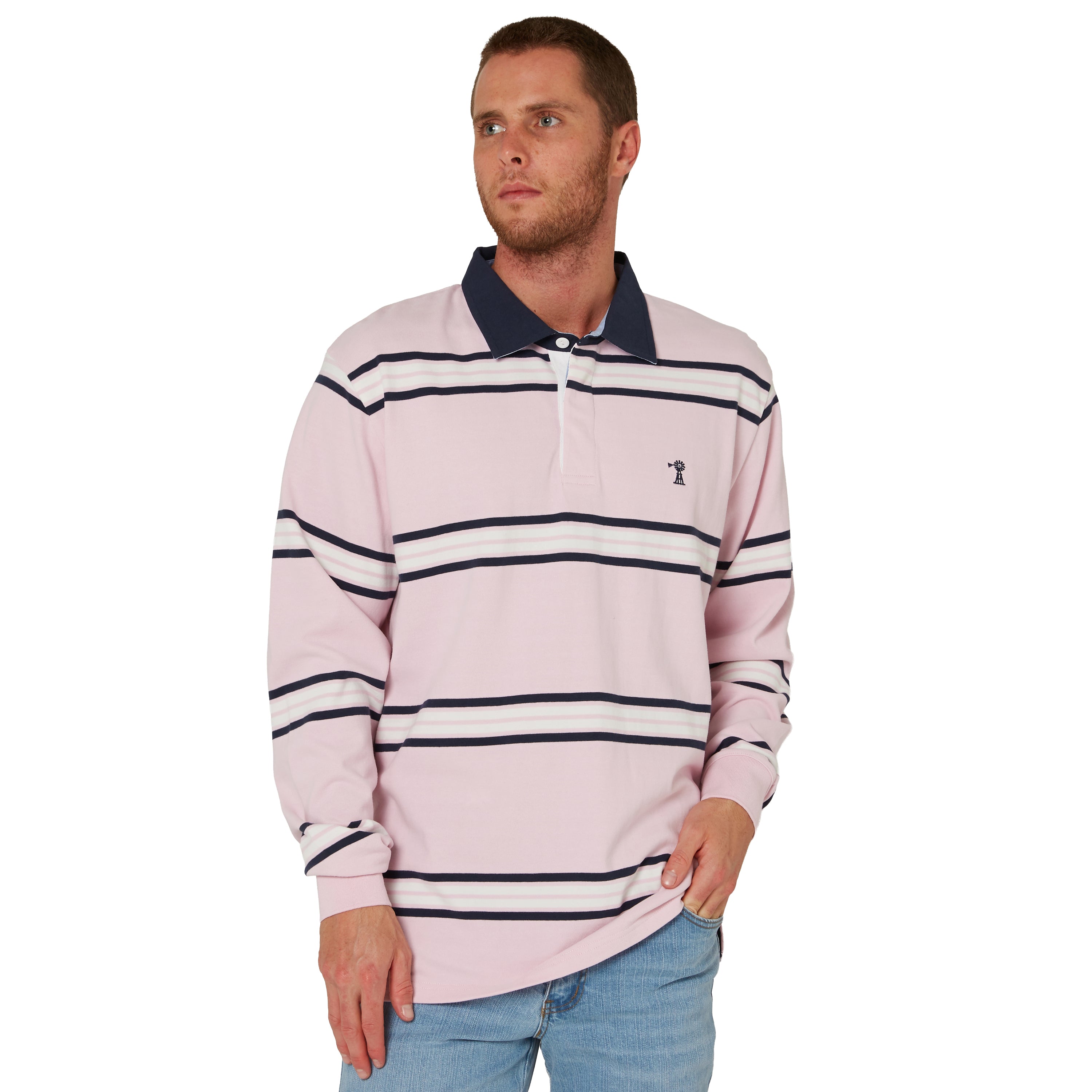 Ritemate Mens Pilbara Rugby (RMPC162) Pirouette/Navy/White