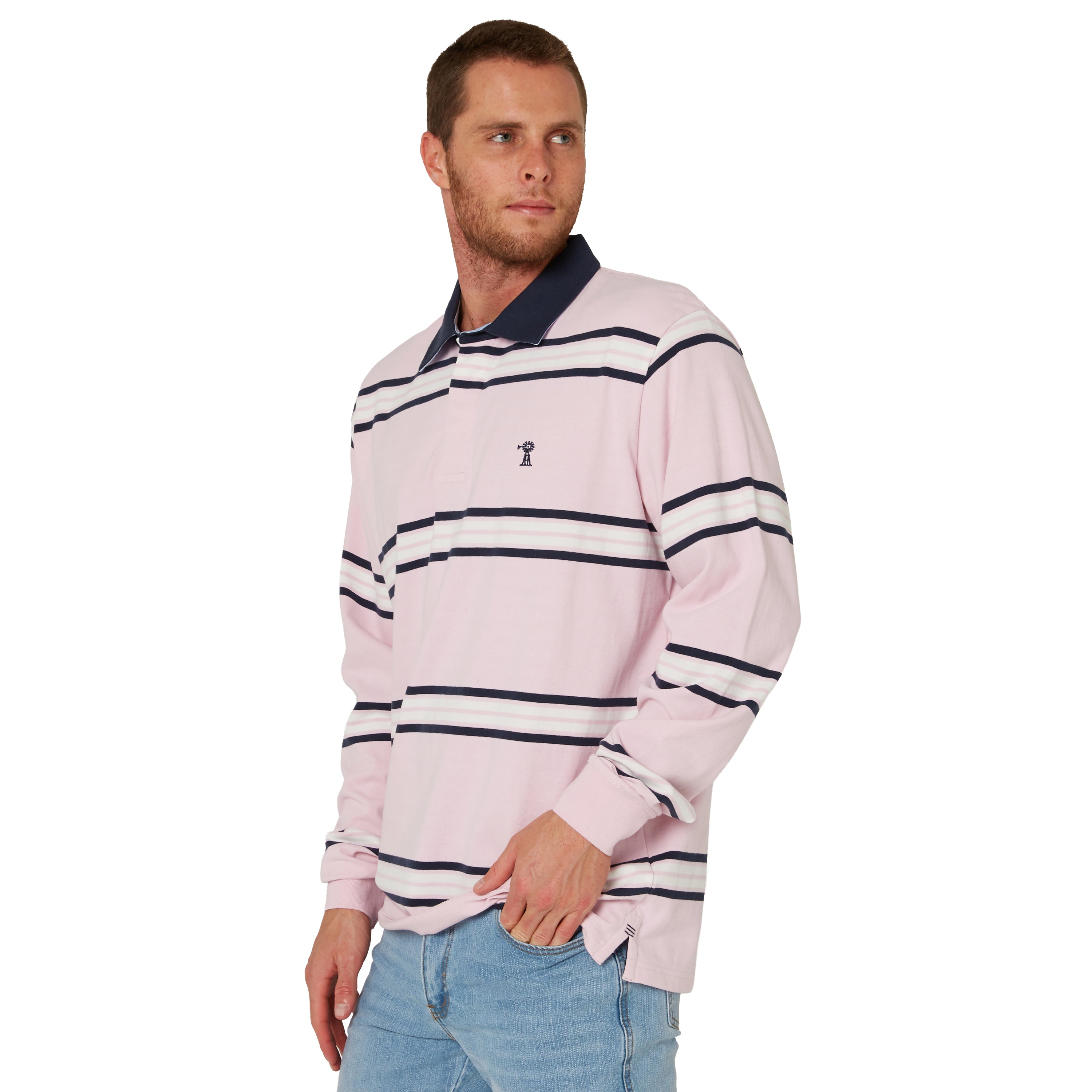 Ritemate Mens Pilbara Rugby (RMPC162) Pirouette/Navy/White