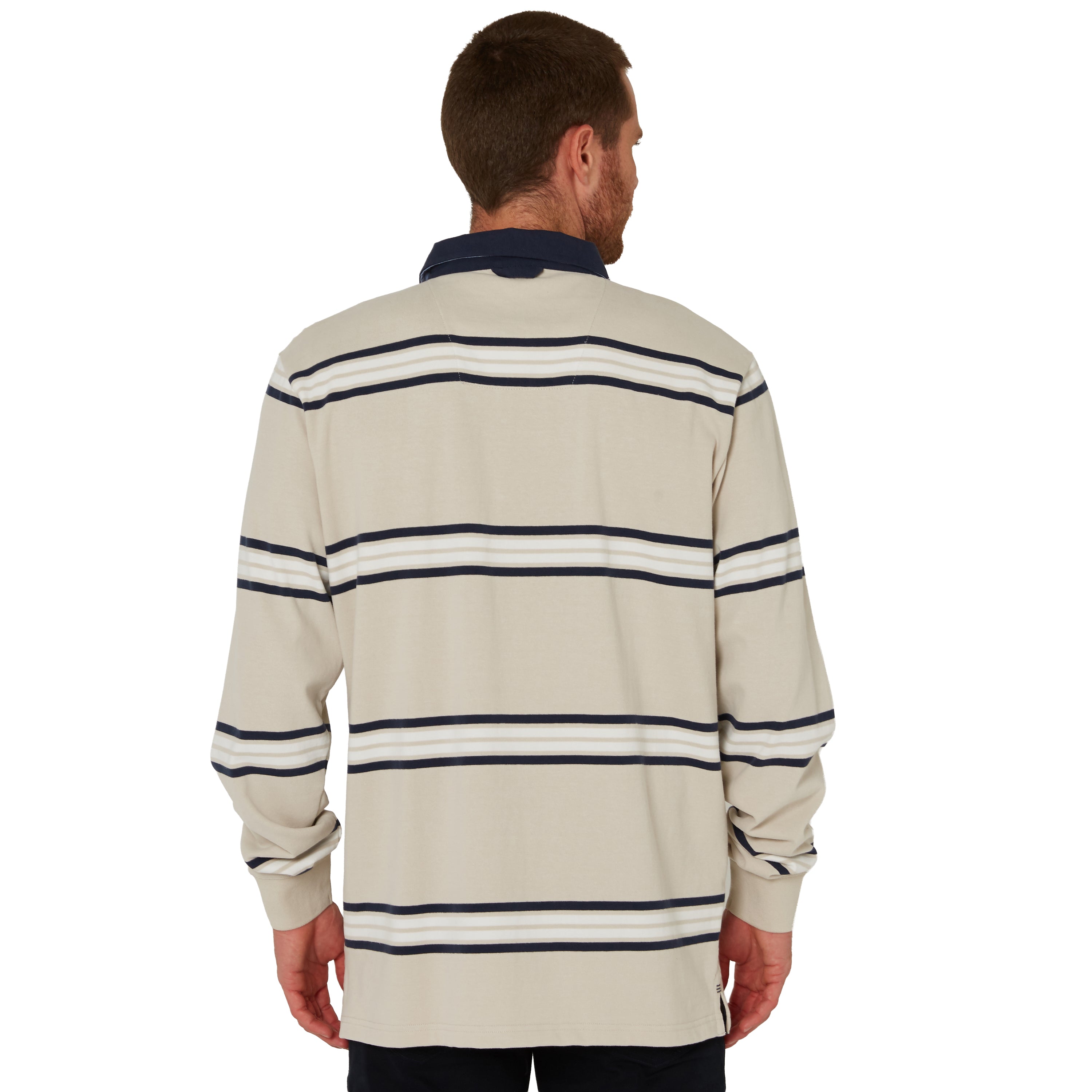 Ritemate Mens Pilbara Rugby (RMPC162) Pumice Stone/Navy/White