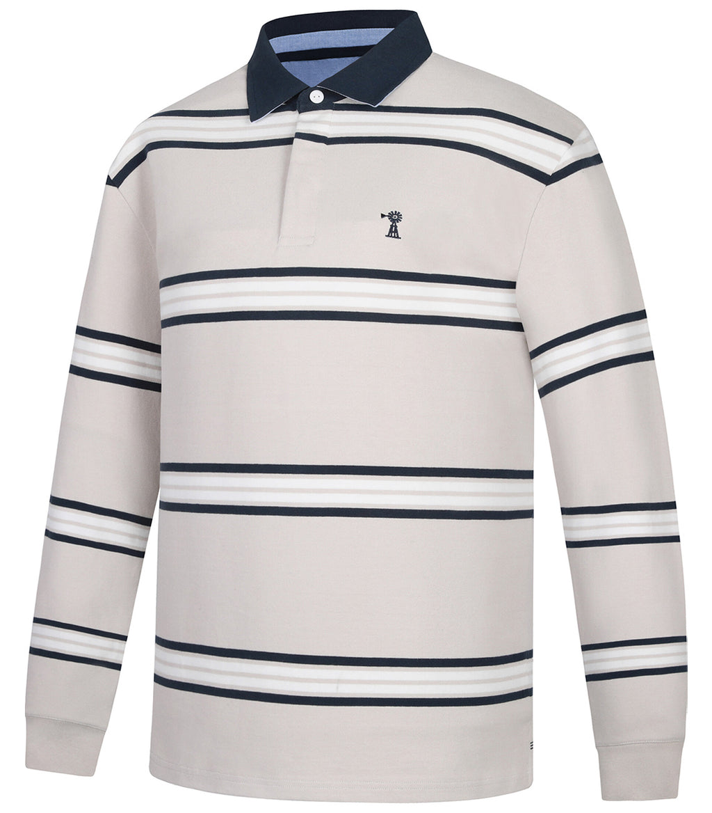 Ritemate Mens Pilbara Rugby (RMPC162) Pumice Stone/Navy/White