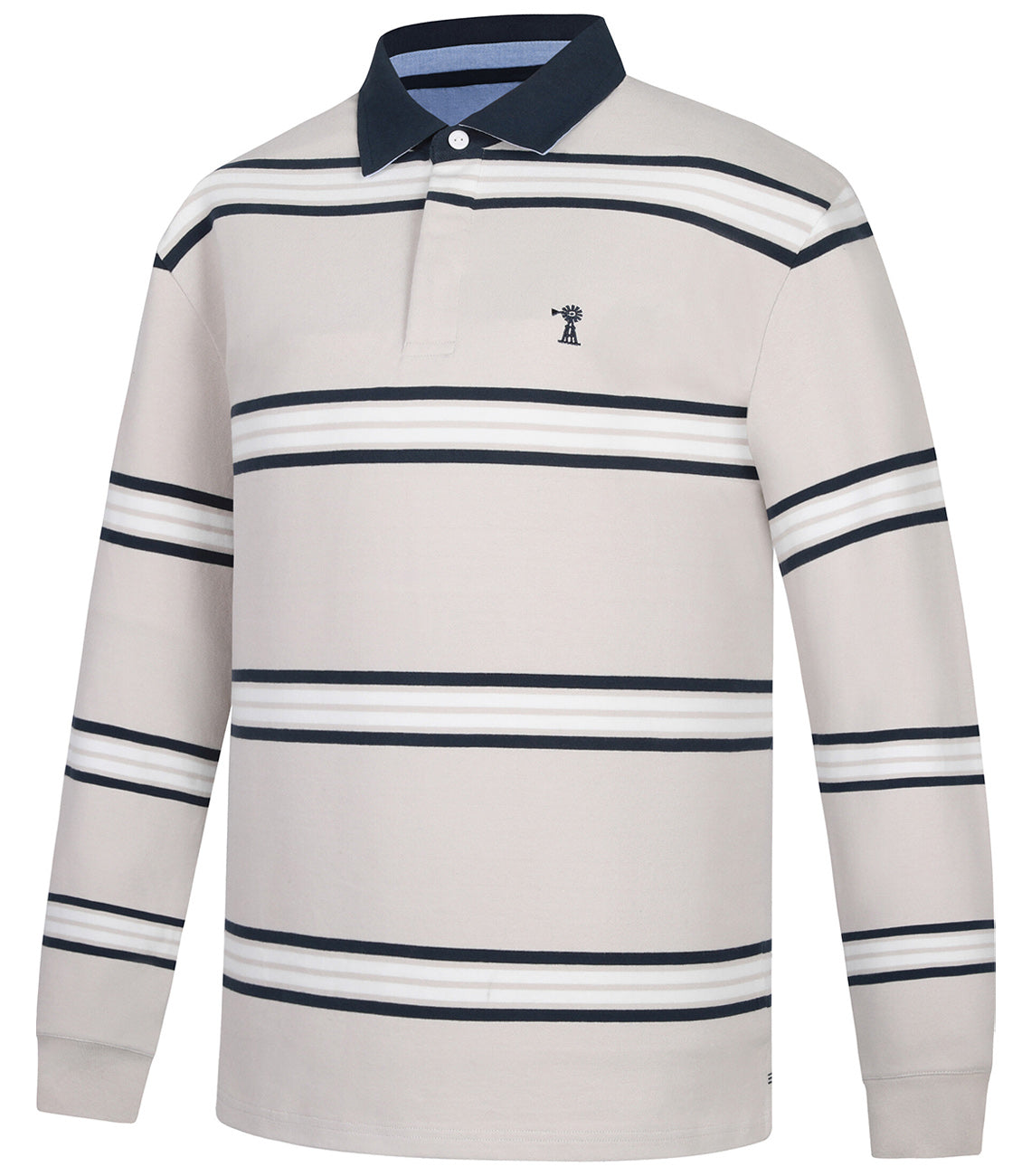 Ritemate Mens Pilbara Rugby (RMPC162) Pumice Stone/Navy/White