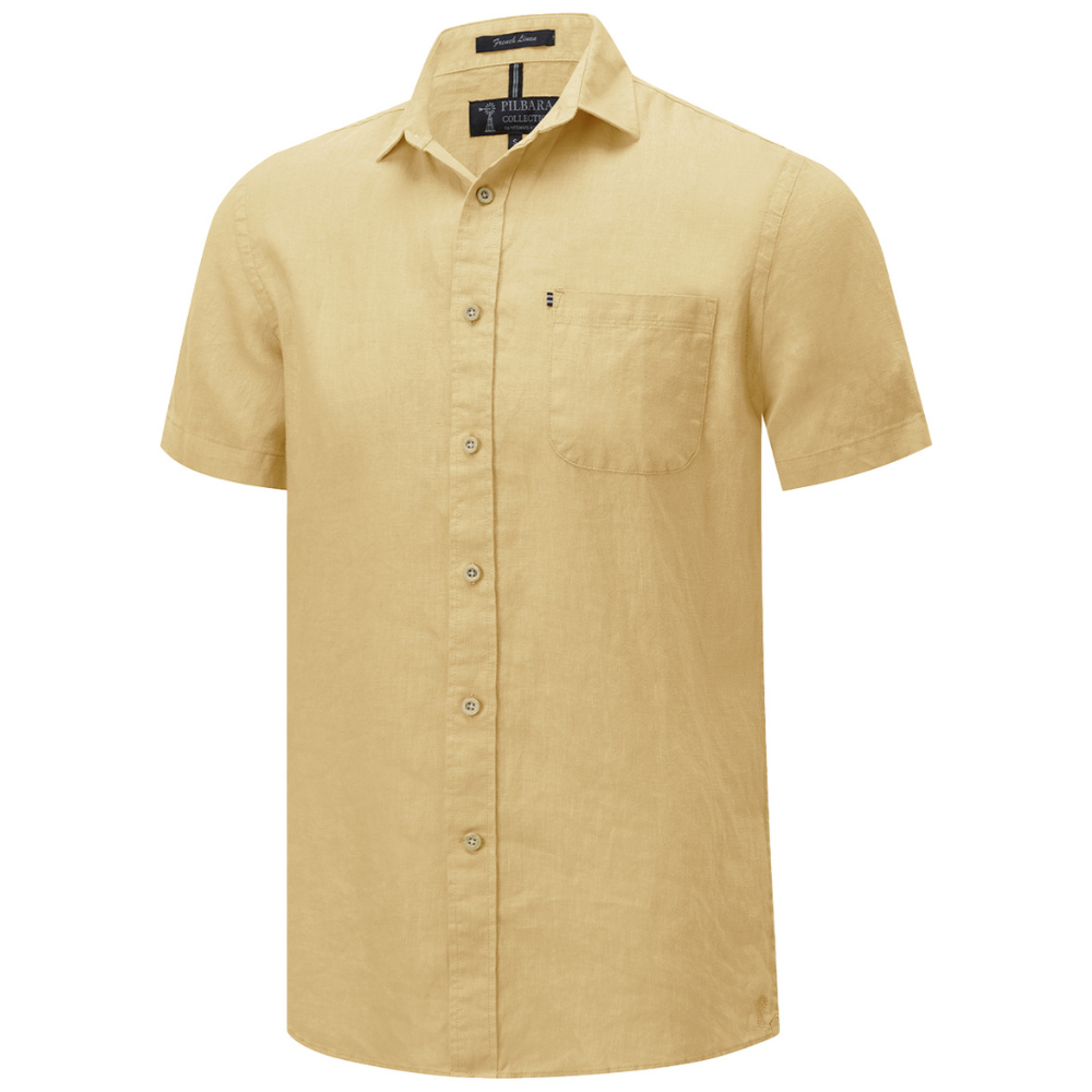 Ritemate Mens Pilbara S/S Linen Shirt (RMPC055S) Desert