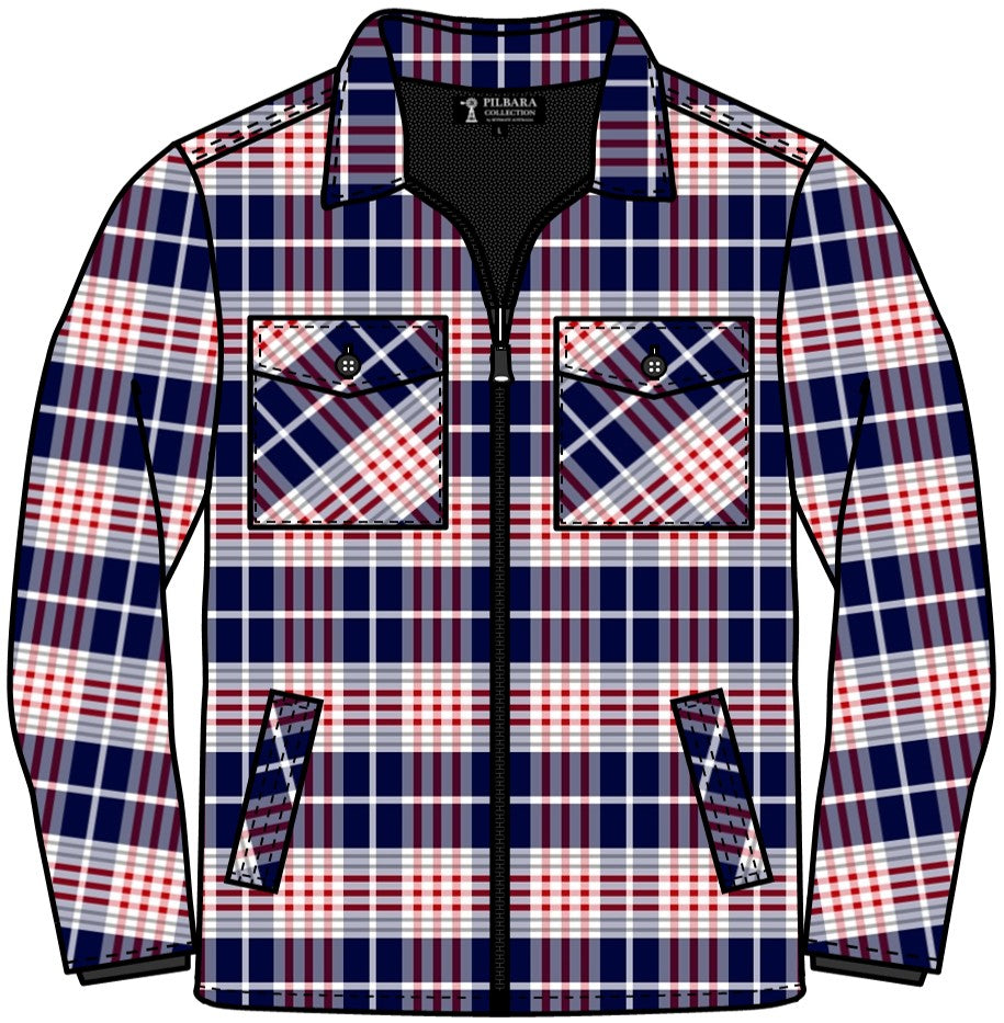 Ritemate Mens Pilbara Sherpa Lined Jacket (RMPC056) Navy/Red/White