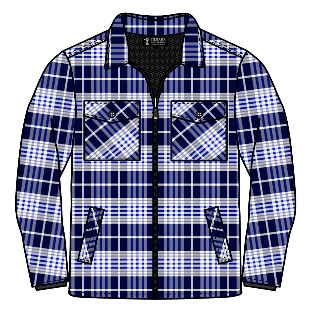 Ritemate Mens Pilbara Sherpa Lined Jacket (RMPC056) Navy/Royal/White